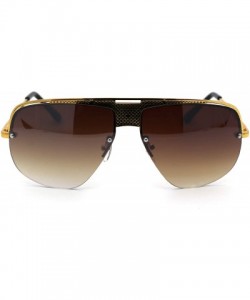 Oversized Mens Luxury Exposed Lens Half Rim Racer Mob Sunglasses - Gold Brown - CB18ZMELHLX $12.24