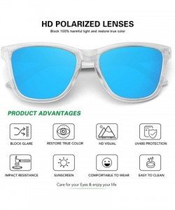 Square Polarized Sunglasses for Women Men Classic Retro Designer Style - Clear Frame / Blue Mirrored Lens - CL19CAIZYA9 $11.23