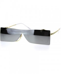 Rectangular Unisex Funky Shield Flip Up Retro Rectangular Victorian Sunglasses - Gold Silver Mirror - CM18TX34Y8M $29.18