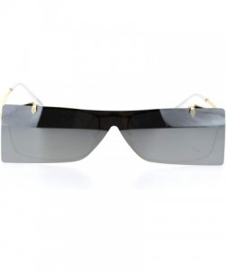 Rectangular Unisex Funky Shield Flip Up Retro Rectangular Victorian Sunglasses - Gold Silver Mirror - CM18TX34Y8M $14.23