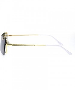 Rectangular Unisex Funky Shield Flip Up Retro Rectangular Victorian Sunglasses - Gold Silver Mirror - CM18TX34Y8M $14.23