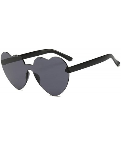Rimless Heart Oversized Rimless Sunglasses One Piece Heart Shape Eyewear Colored Sunglasses for Women - Black - CQ18ZCU4IEZ $...