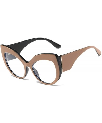 Oversized Thick Rim 60s Vintage Inspired Ultra Big Cateye Sunglasses for Women Bold Frame - Khaki Brown / Clear Lenses - CQ19...