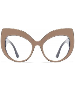 Oversized Thick Rim 60s Vintage Inspired Ultra Big Cateye Sunglasses for Women Bold Frame - Khaki Brown / Clear Lenses - CQ19...