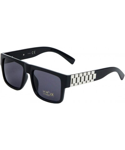 Square Metal Links Watch Band Square Hip Hop Sunglasses - Black & Silver Frame - CC11XQ7W7R5 $21.56