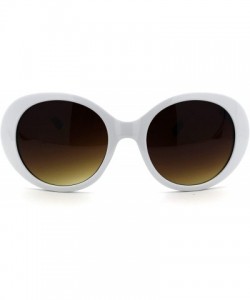 Oval Womens Thick Plastic Oval Round Mod Designer Sunglasses - White Brown - CE18WGM5NL5 $10.05