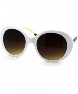 Oval Womens Thick Plastic Oval Round Mod Designer Sunglasses - White Brown - CE18WGM5NL5 $10.05