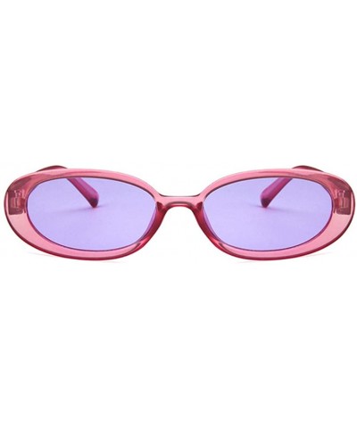 Oval Unisex Sunglasses Retro White Black Drive Holiday Oval Non-Polarized UV400 - Purple - CT18RKH33HC $18.81