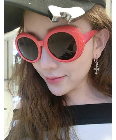 Sport Classic style Round Sunglasses for Women Plate Resin UV 400 Protection Sunglasses - Red - CW18SASC4U7 $16.21
