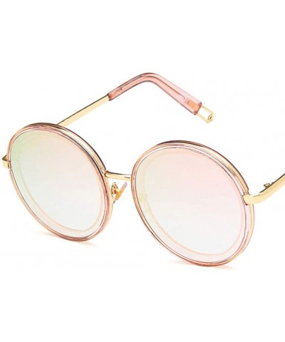Round Unisex Sunglasses Retro Bright Black Grey Drive Holiday Round Non-Polarized UV400 - Pink - CO18RLIZ26T $8.34