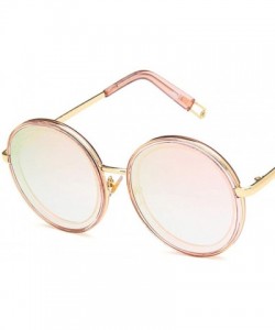 Round Unisex Sunglasses Retro Bright Black Grey Drive Holiday Round Non-Polarized UV400 - Pink - CO18RLIZ26T $8.34