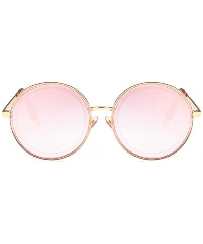 Round Unisex Sunglasses Retro Bright Black Grey Drive Holiday Round Non-Polarized UV400 - Pink - CO18RLIZ26T $8.34