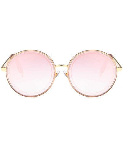 Round Unisex Sunglasses Retro Bright Black Grey Drive Holiday Round Non-Polarized UV400 - Pink - CO18RLIZ26T $8.34