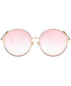 Round Unisex Sunglasses Retro Bright Black Grey Drive Holiday Round Non-Polarized UV400 - Pink - CO18RLIZ26T $8.34