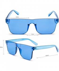 Round KyiduoOne Piece Rimless Tinted Eyewear Transparent Candy Color Sunglasses - Blue - CB18RTW2057 $10.63