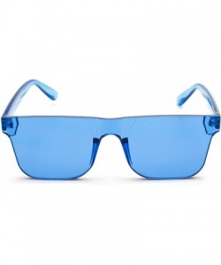 Round KyiduoOne Piece Rimless Tinted Eyewear Transparent Candy Color Sunglasses - Blue - CB18RTW2057 $10.63