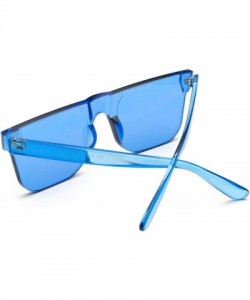 Round KyiduoOne Piece Rimless Tinted Eyewear Transparent Candy Color Sunglasses - Blue - CB18RTW2057 $10.63