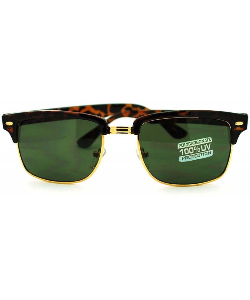 Semi-rimless Classic Half Rim Horned Rectangular Horned DJ Sunglasses - Tortoise Black - CH11G5J2B95 $8.79