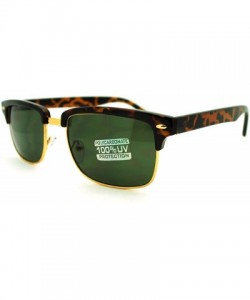Semi-rimless Classic Half Rim Horned Rectangular Horned DJ Sunglasses - Tortoise Black - CH11G5J2B95 $8.79