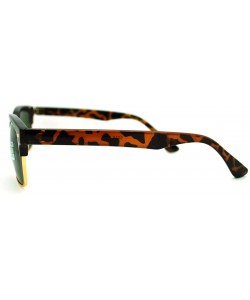 Semi-rimless Classic Half Rim Horned Rectangular Horned DJ Sunglasses - Tortoise Black - CH11G5J2B95 $8.79