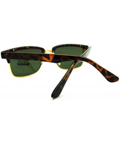 Semi-rimless Classic Half Rim Horned Rectangular Horned DJ Sunglasses - Tortoise Black - CH11G5J2B95 $8.79
