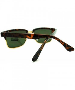 Semi-rimless Classic Half Rim Horned Rectangular Horned DJ Sunglasses - Tortoise Black - CH11G5J2B95 $8.79