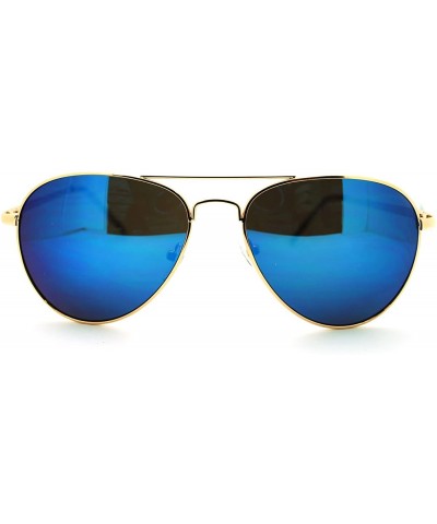 Aviator Mens Color Revo Lens Police Bike Cop Teardrop Aviator Sunglasses Gold Blue - C411K7TUT2Z $17.21