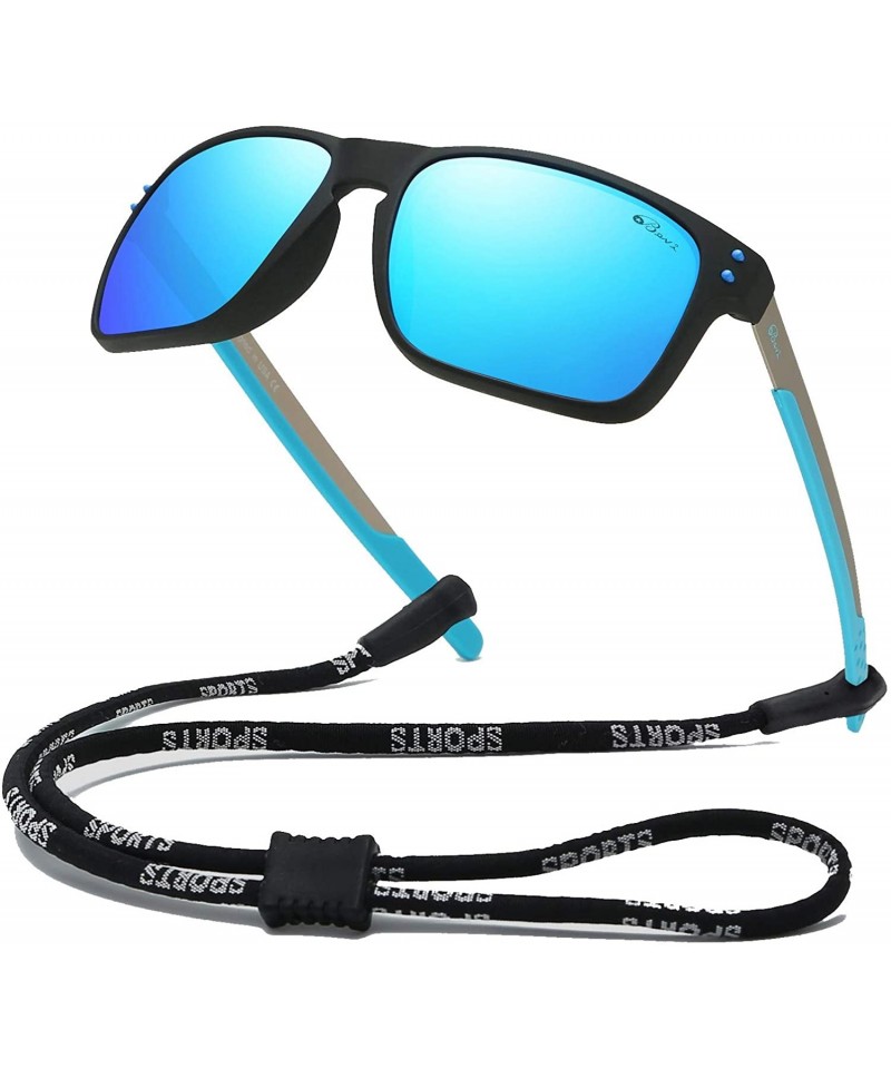 Sport Polarized Sports Sunglasses Square Glasses for Men Women Running Cycling Fishing Golf Baseball - Blue 2 - CZ18M9CST22 $...