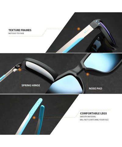 Sport Polarized Sports Sunglasses Square Glasses for Men Women Running Cycling Fishing Golf Baseball - Blue 2 - CZ18M9CST22 $...