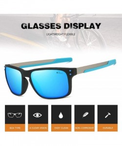 Sport Polarized Sports Sunglasses Square Glasses for Men Women Running Cycling Fishing Golf Baseball - Blue 2 - CZ18M9CST22 $...
