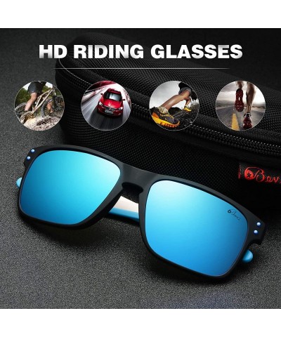 Sport Polarized Sports Sunglasses Square Glasses for Men Women Running Cycling Fishing Golf Baseball - Blue 2 - CZ18M9CST22 $...