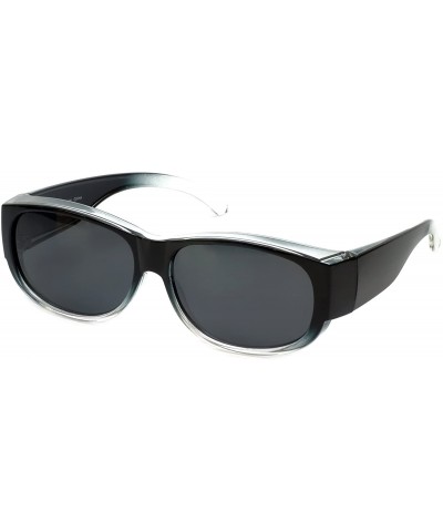 Oval Fitover Sunglasses Wear-Over your Readers Perfect for Driving (7667) with Case - Black Fade - CI12NSVJGKA $29.07