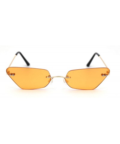Cat Eye Womens Hippie Color Lens Rimless Cat Eye Sunglasses - Gold Orange - CX18Y2OOZ3K $25.74