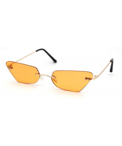 Cat Eye Womens Hippie Color Lens Rimless Cat Eye Sunglasses - Gold Orange - CX18Y2OOZ3K $15.19