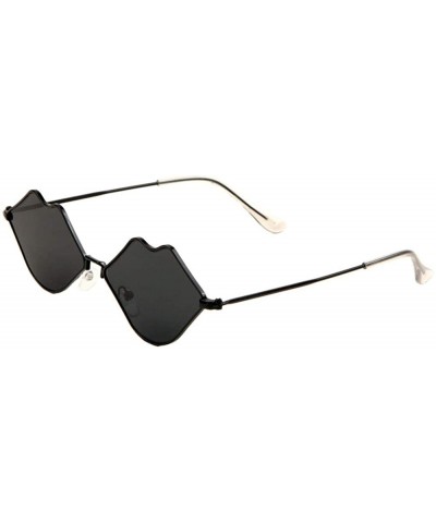 Butterfly Color Kiss Lips Shaped Sunglasses - Black - C61900892YH $16.41