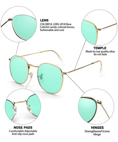 Sport John Lennon Vintage Round Sunglasses Metal Frame Candy Colors Men Women with Case 50mm - CQ18GMA7LKN $9.42