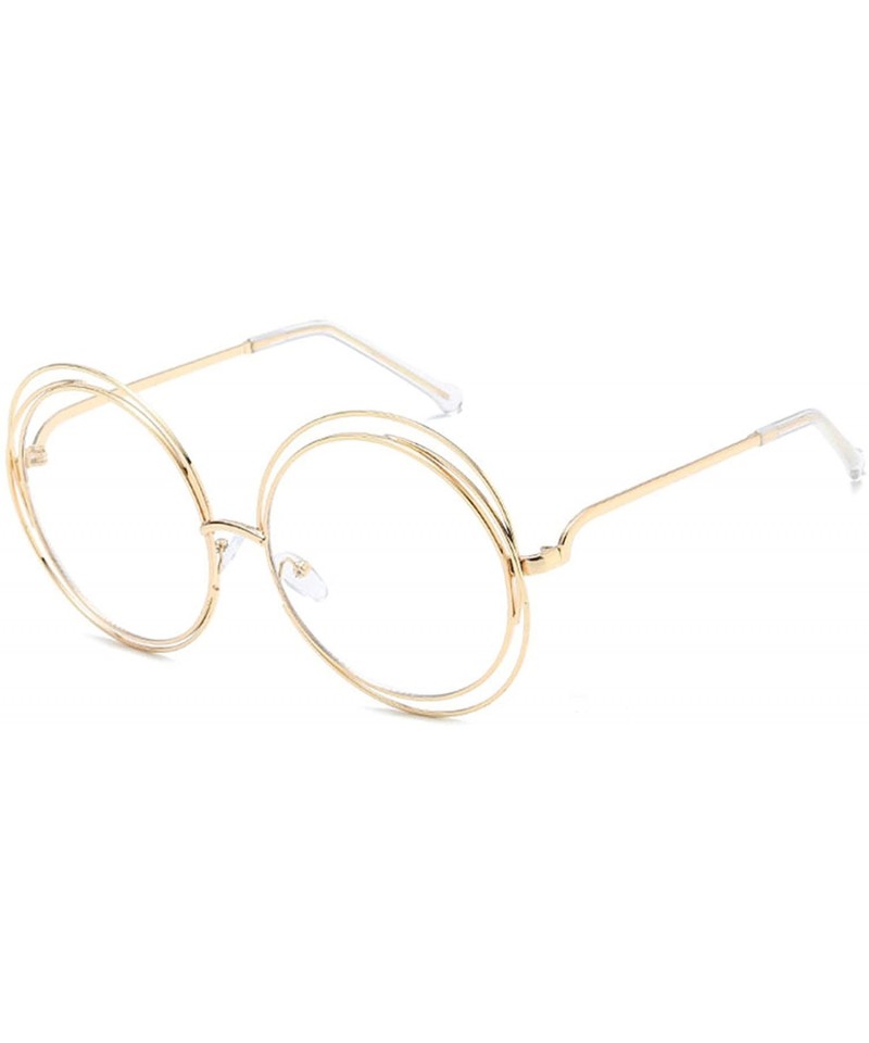 Oversized Oversized lens Mirror Sunglasses Women Brand Designer Metal Frame Lady Sun Glasses - 15-gold-transparent - CR18W6I6...