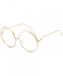 Oversized Oversized lens Mirror Sunglasses Women Brand Designer Metal Frame Lady Sun Glasses - 15-gold-transparent - CR18W6I6...