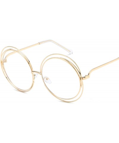 Oversized Oversized lens Mirror Sunglasses Women Brand Designer Metal Frame Lady Sun Glasses - 15-gold-transparent - CR18W6I6...