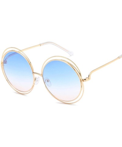 Oversized Oversized lens Mirror Sunglasses Women Brand Designer Metal Frame Lady Sun Glasses - 15-gold-transparent - CR18W6I6...