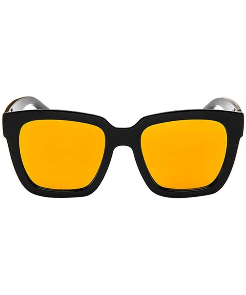 Semi-rimless Men Women Square Vintage Metal Frame Gradient Flat Lens-Mirrored Lens Fashion Goggle Eyewear - Orange - CH196QZ2...