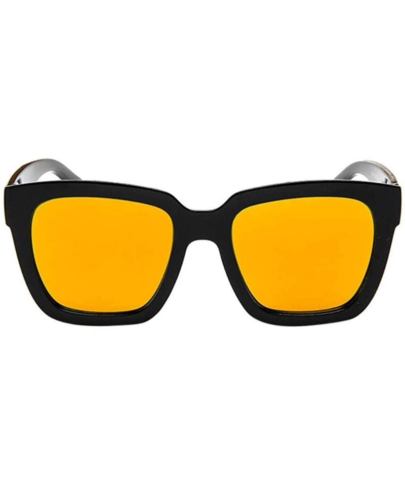 Semi-rimless Men Women Square Vintage Metal Frame Gradient Flat Lens-Mirrored Lens Fashion Goggle Eyewear - Orange - CH196QZ2...