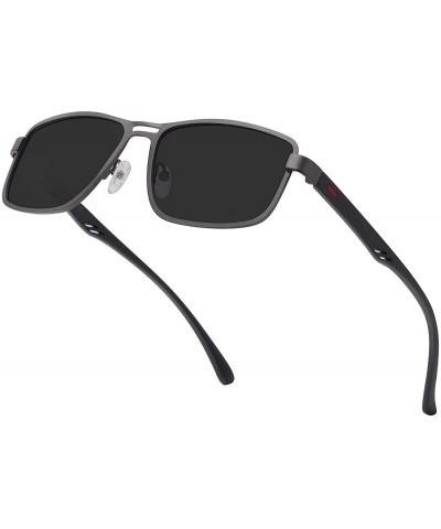 Square Vintage Square Polarized Sunglasses Men Women Shades - Grey Lens/Gun Frame - C11945AN46D $11.07