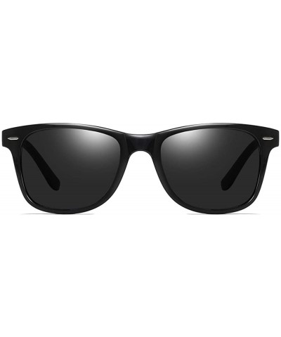 Square Polarized Sunglasses for Men Driving Fishing Mens Sunglasses Rectangular Sun Glasses For Men/Women - Black Silver - C6...