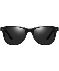 Square Polarized Sunglasses for Men Driving Fishing Mens Sunglasses Rectangular Sun Glasses For Men/Women - Black Silver - C6...