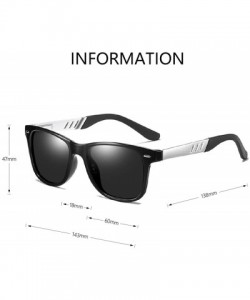 Square Polarized Sunglasses for Men Driving Fishing Mens Sunglasses Rectangular Sun Glasses For Men/Women - Black Silver - C6...