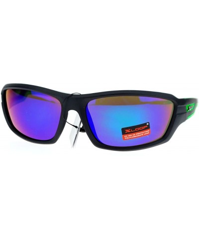 Oval Xloop Mens Sports Sunglasses Wrap Oval Rectangular Plastic Frame - Green - CU126HILSVF $18.26