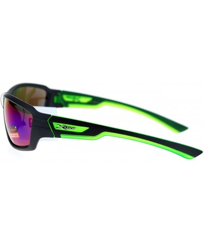 Oval Xloop Mens Sports Sunglasses Wrap Oval Rectangular Plastic Frame - Green - CU126HILSVF $10.25