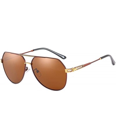 Aviator Polarizer Men's Metal Bi-beam Pilot Sunglasses Driving Glasses - E - CB18QQ29409 $27.57