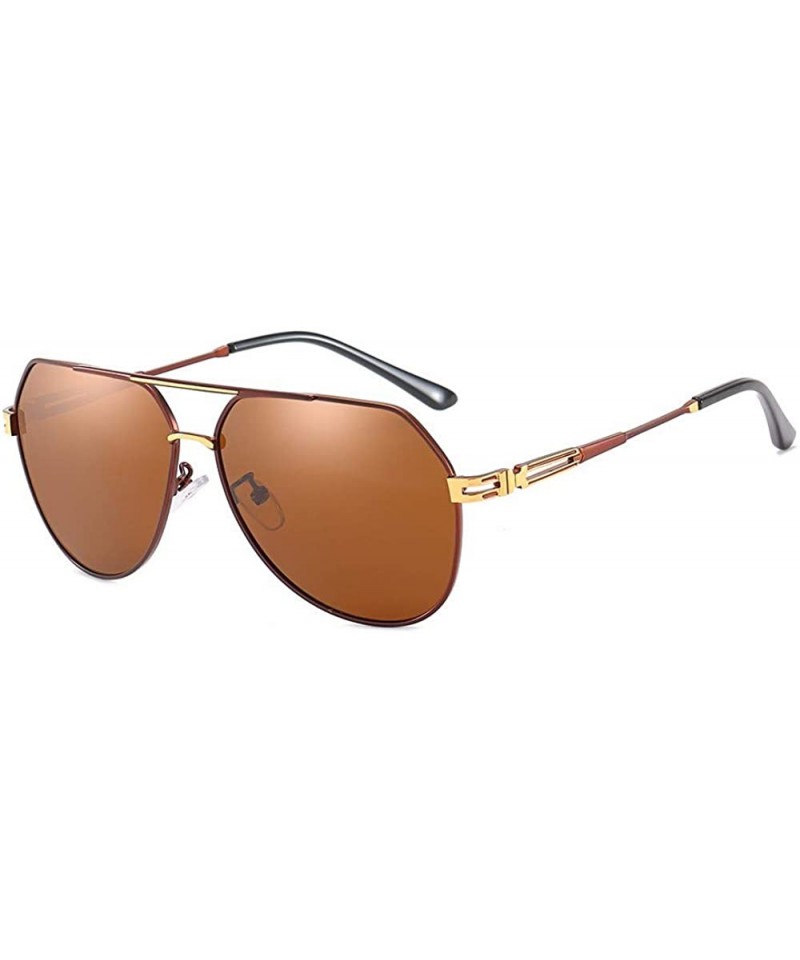 Aviator Polarizer Men's Metal Bi-beam Pilot Sunglasses Driving Glasses - E - CB18QQ29409 $27.57